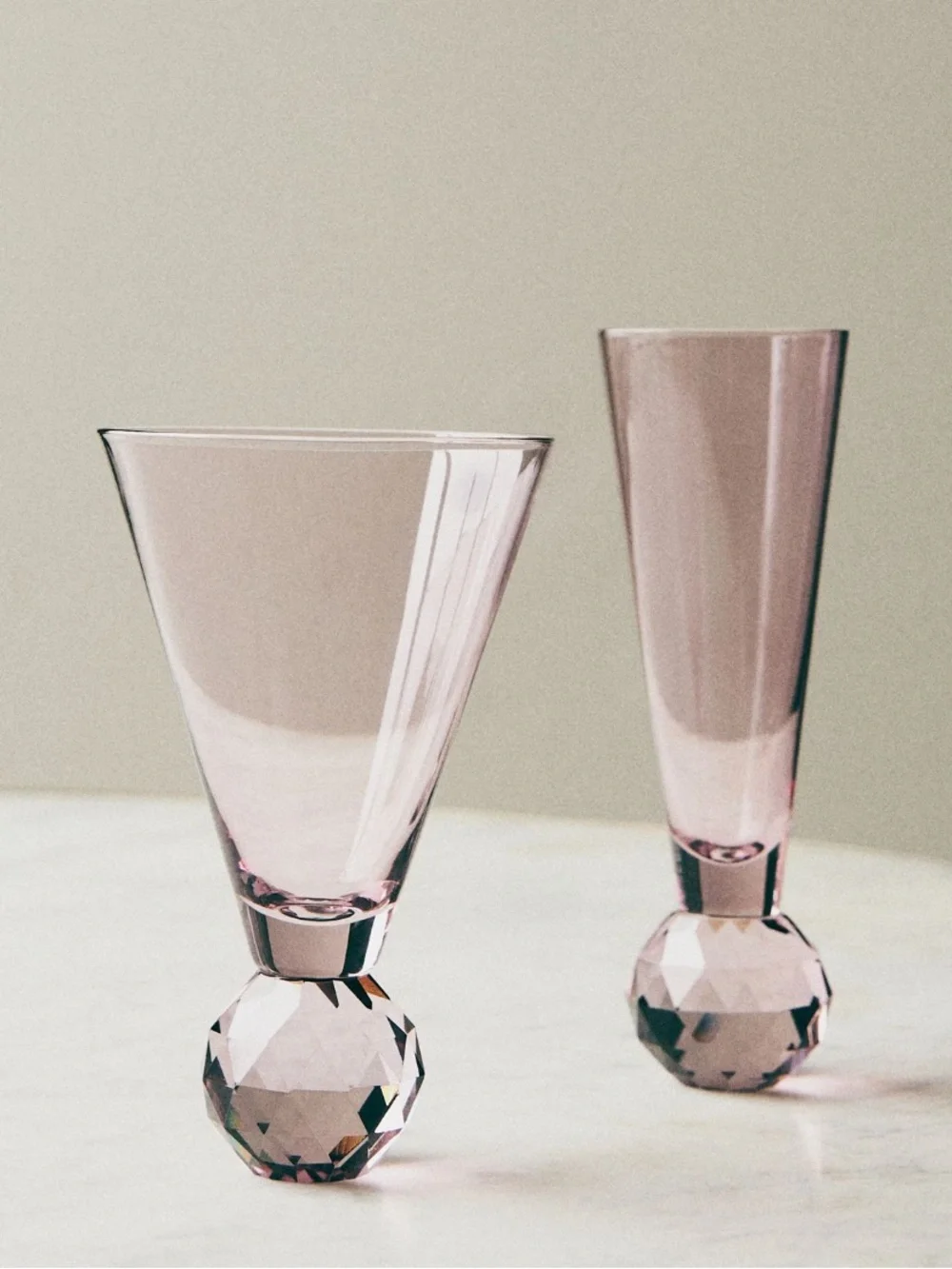 Anthropologie Gemma Mint (green)‎ Faceted martini Glasses